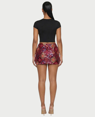 AMERA Sequin Diamond Pattern Mini Skirt