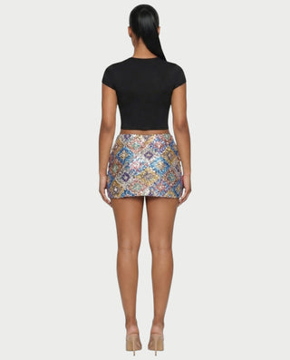 AMERA Sequin Diamond Pattern Mini Skirt