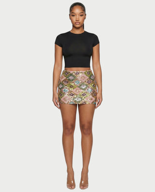 AMERA Sequin Diamond Pattern Mini Skirt