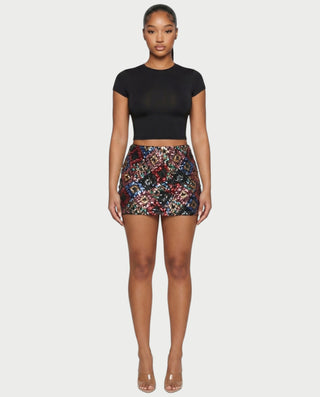 AMERA Sequin Diamond Pattern Mini Skirt