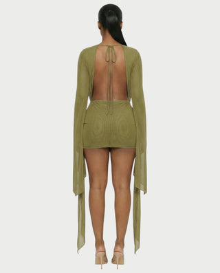 Vestido mini drapeado con cuello vuelto CAROL