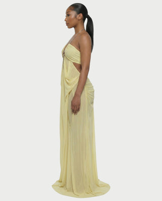 ALUMA Crystal Chain Sheer Flow Maxi Dress