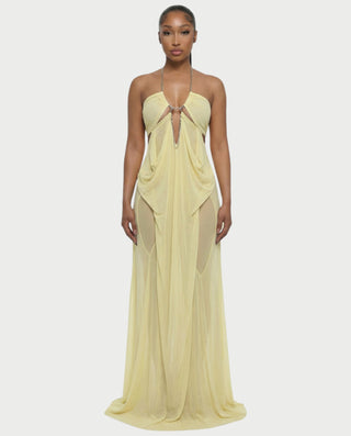ALUMA Crystal Chain Sheer Flow Maxi Dress