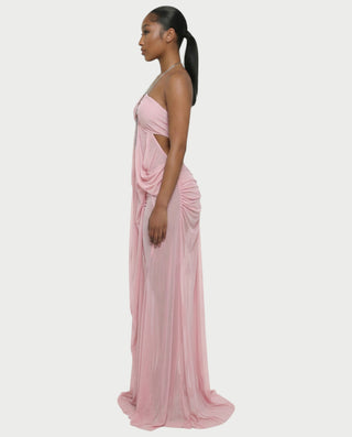 ALUMA Crystal Chain Sheer Flow Maxi Dress