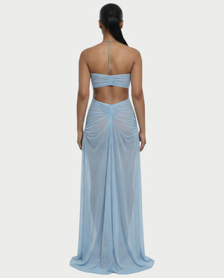 ALUMA Crystal Chain Sheer Flow Maxi Dress