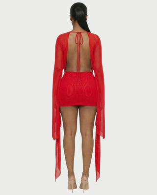 Vestido mini drapeado con cuello vuelto CAROL