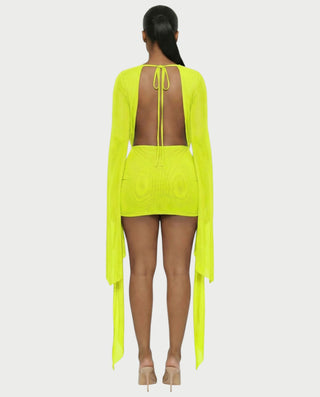 Vestido mini drapeado con cuello vuelto CAROL