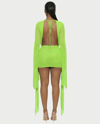 Vestido mini drapeado con cuello vuelto CAROL