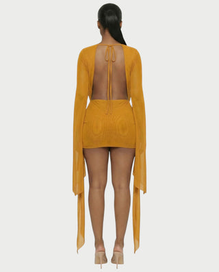 Vestido mini drapeado con cuello vuelto CAROL