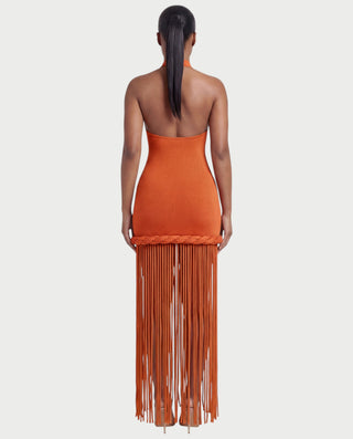 NIARA Braided Hem Bodycon Maxi Dress