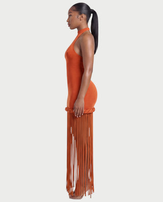 NIARA Braided Hem Bodycon Maxi Dress