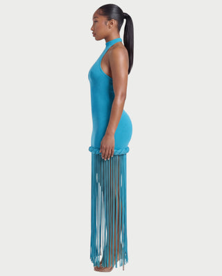 NIARA Braided Hem Bodycon Maxi Dress