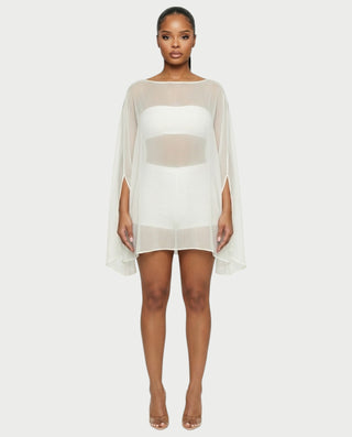 ALMIRA Sheer Mesh Blouse Cover-Up Top