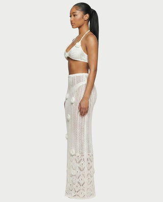 Vestido midi con flecos y escote pronunciado de LIRRA