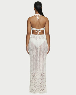 Vestido midi con flecos y escote pronunciado de LIRRA
