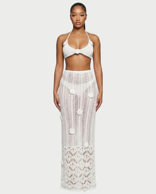 Vestido midi con flecos y escote pronunciado de LIRRA