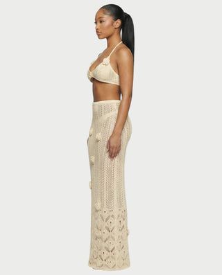 Vestido midi con flecos y escote pronunciado de LIRRA