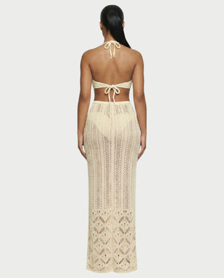 Vestido midi con flecos y escote pronunciado de LIRRA