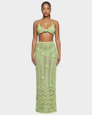 Vestido midi con flecos y escote pronunciado de LIRRA