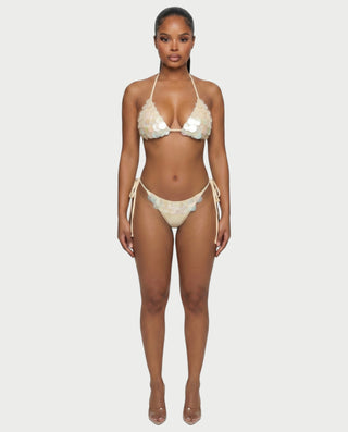 RIVENA Sequin Shell Triangle Bikini Set
