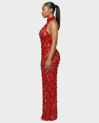 HOPE High Neck Tear Drop Rhinestone Maxi Dress