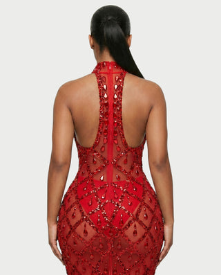 HOPE High Neck Tear Drop Rhinestone Maxi Dress