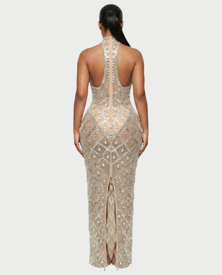 HOPE High Neck Tear Drop Rhinestone Maxi Dress