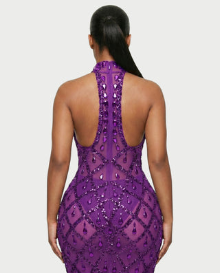 HOPE High Neck Tear Drop Rhinestone Maxi Dress