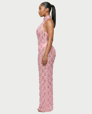 HOPE High Neck Tear Drop Rhinestone Maxi Dress