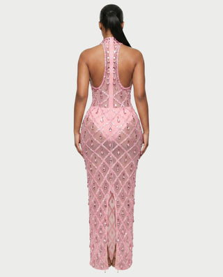 HOPE High Neck Tear Drop Rhinestone Maxi Dress