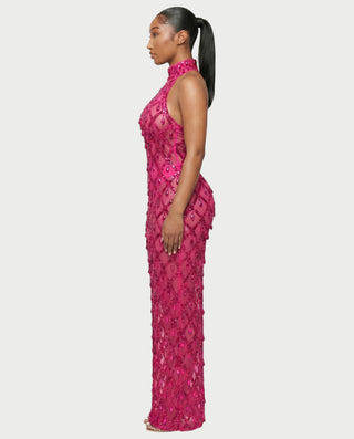 HOPE High Neck Tear Drop Rhinestone Maxi Dress