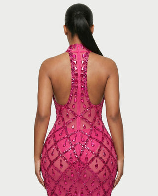 HOPE High Neck Tear Drop Rhinestone Maxi Dress