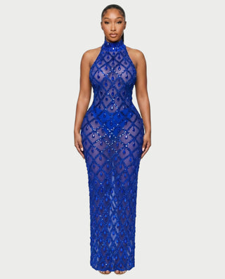 HOPE High Neck Tear Drop Rhinestone Maxi Dress