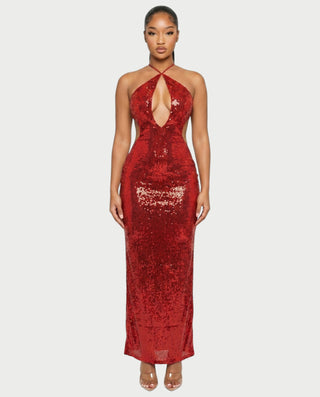 DELYA Sequin Backless Maxi Dress
