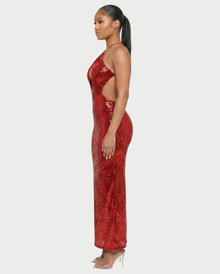 DELYA Sequin Backless Maxi Dress