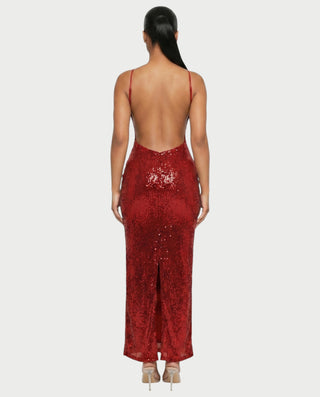 DELYA Sequin Backless Maxi Dress