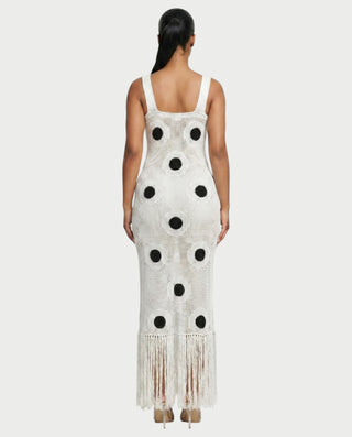 TALEYA Crochet Polka Dot Bodycon Maxi Dress