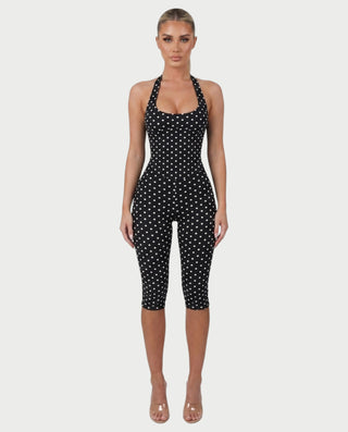AVINYA Polka Dot Halter Top & Capri Pants Set