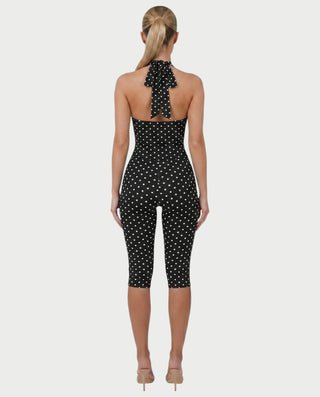 AVINYA Polka Dot Halter Top & Capri Pants Set