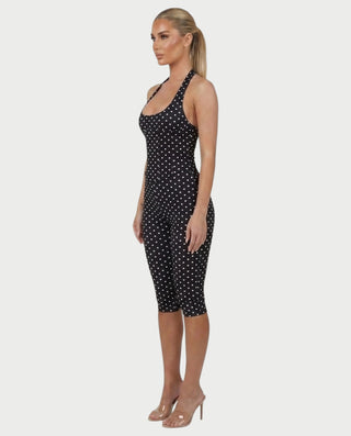 AVINYA Polka Dot Halter Top & Capri Pants Set