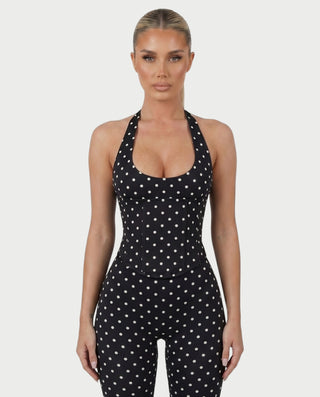 AVINYA Polka Dot Halter Top & Capri Pants Set
