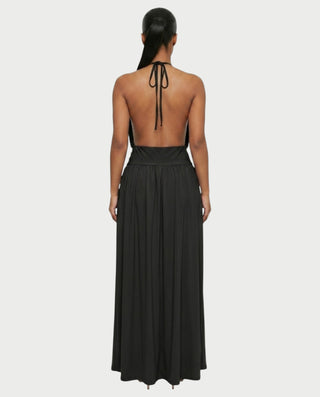 HINAYA Backless Halter High Slit Maxi Dress