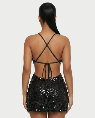 KISHNA Sparkle Sequin Cutout Bodycon Mini Dress