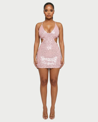 KISHNA Sparkle Sequin Cutout Bodycon Mini Dress