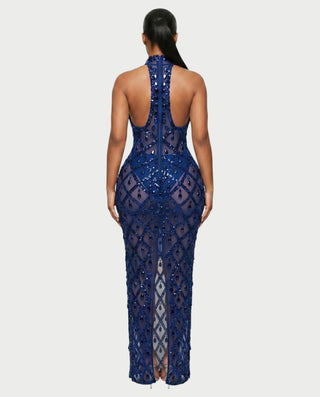 HOPE High Neck Tear Drop Rhinestone Maxi Dress