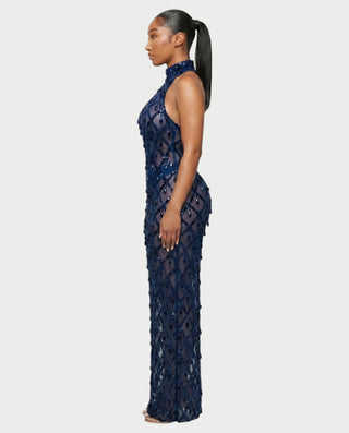 HOPE High Neck Tear Drop Rhinestone Maxi Dress