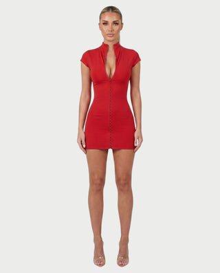 DANIYA Hook Front Cap Sleeve Mini Dress