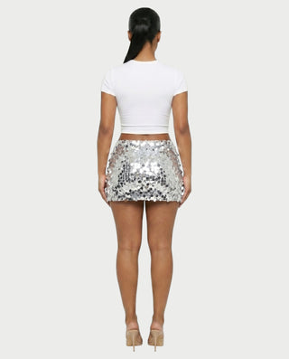 MARIMA Sequin Disc Embellished Mini Skirt