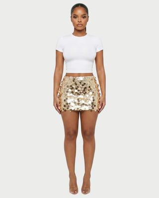 MARIMA Sequin Disc Embellished Mini Skirt