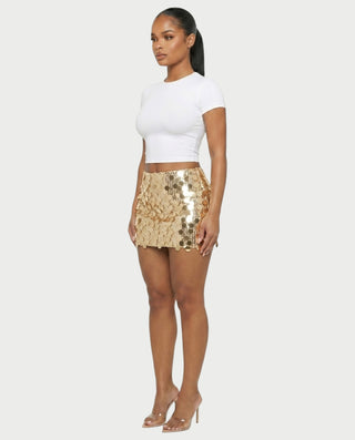 MARIMA Sequin Disc Embellished Mini Skirt